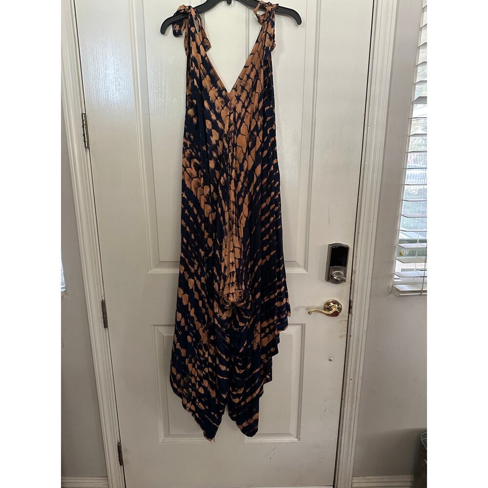 Maui Jumpsuit V-Neck Tie Dye Shoulder Ties Onepiece Brown Size Onesize